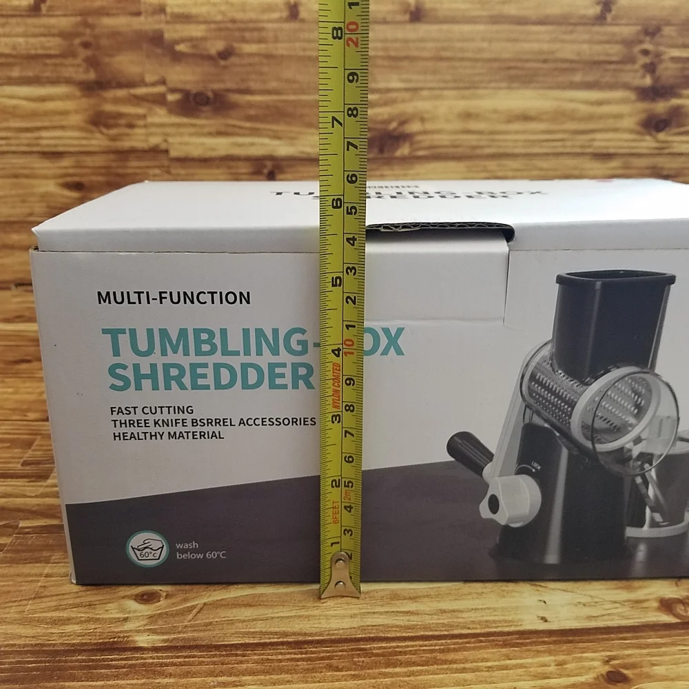 NIB Red 3-in-1 Rotary Cheese Grater & Tumbling-Box Veggie Shredder